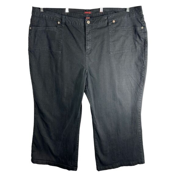 Zana Di Plus Size 30 Jeans Black Wide Leg Flare High Rise Short Inseam Denim 406 - Picture 1 of 11